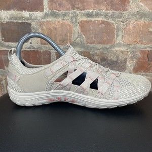 Skechers Relaxed Fit Reggae Fest Neap Taupe Knit Slip-Ons Women's Size 7.5 Shoes